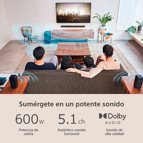 Barra de Sonido Sony HT-S40R de 5.1 canales con Bocinas Posteriores Inalámbricas, Subwoofer y Bluetooth